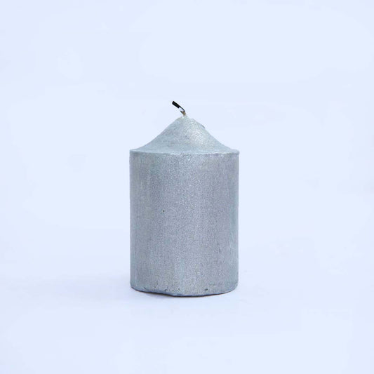 Small Silver Pillar Candle