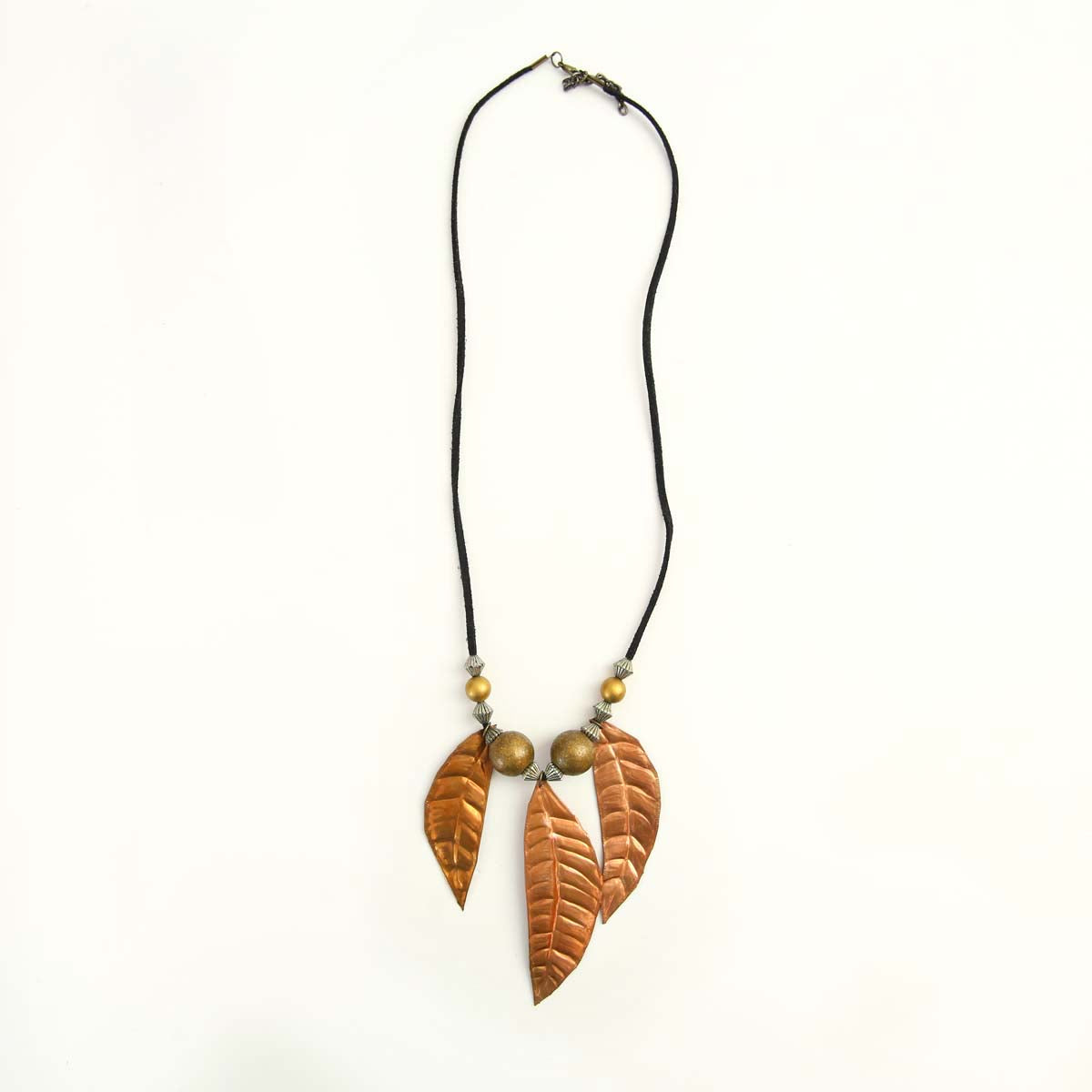 3 Brass Leaves Necklace