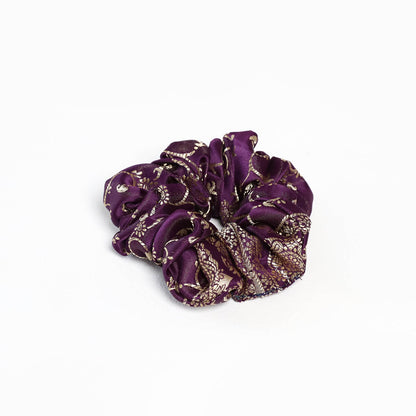 Purple with Gold Motifs Scrunchie