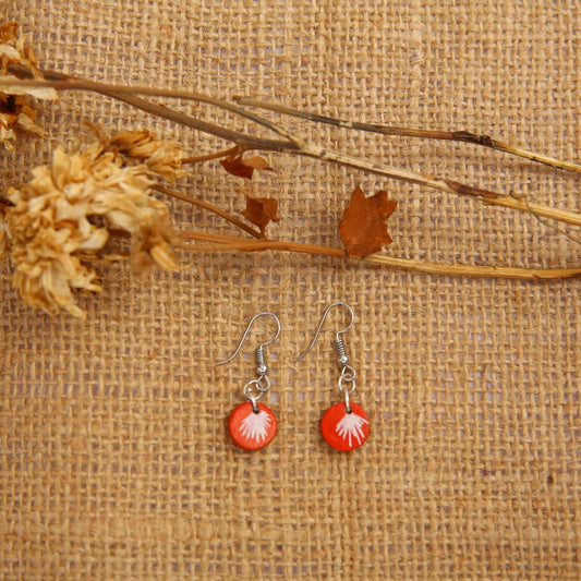 Orange Sphere Terracotta Earrings