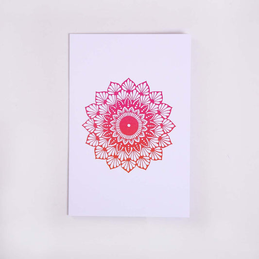 Pink & Orange Shaded Daffodil Mandala Card