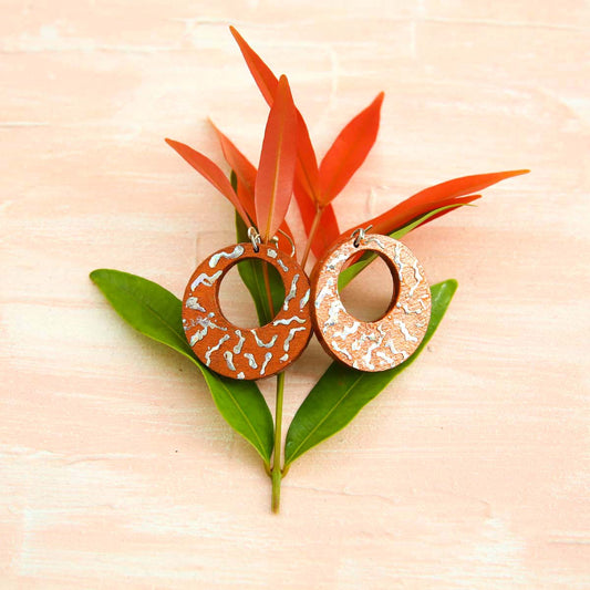 Copper & Silver Wooden Earrings