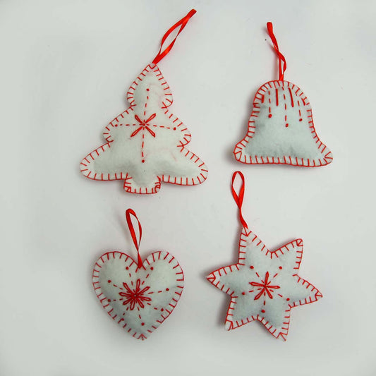 White Felt Ornament Set