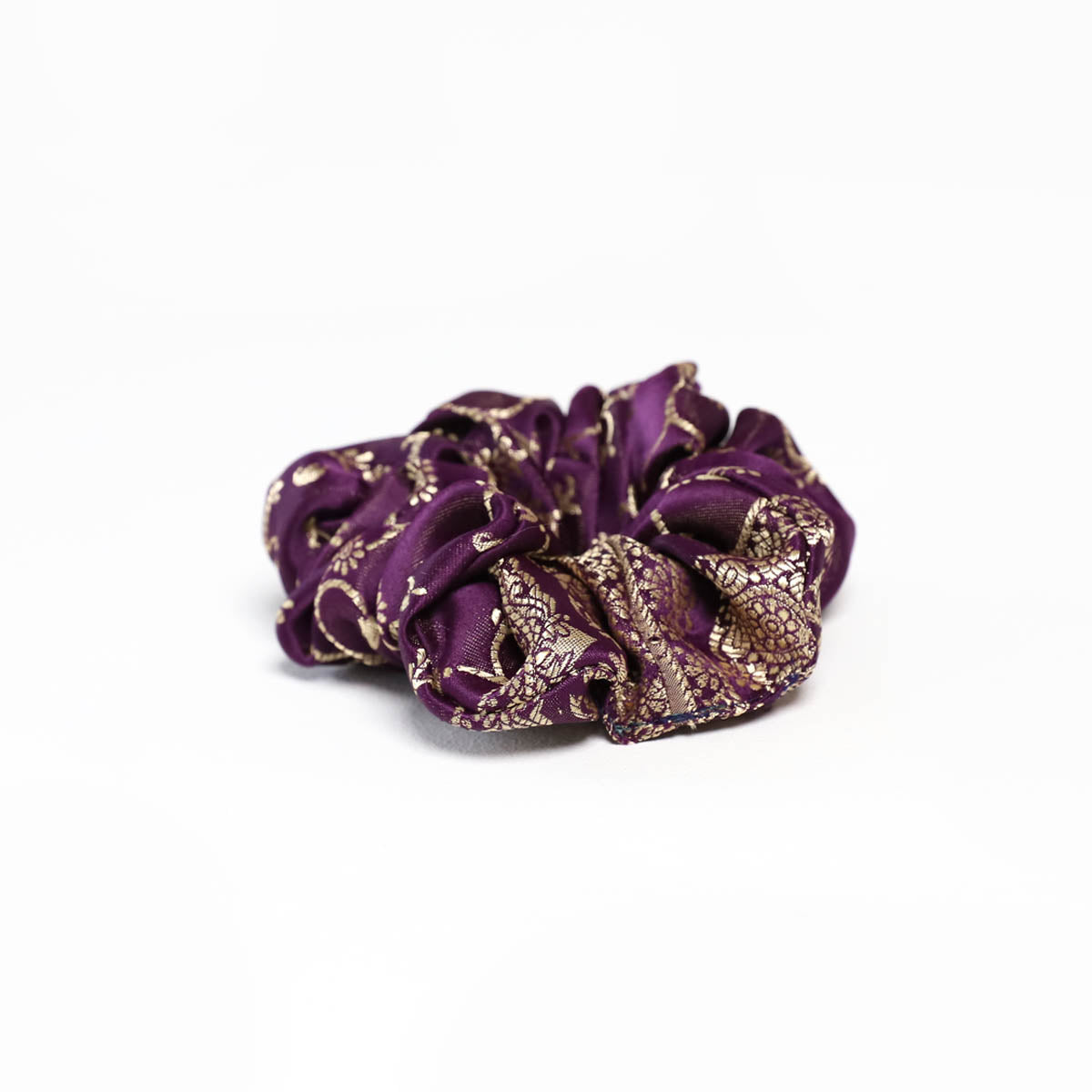 Purple with Gold Motifs Scrunchie