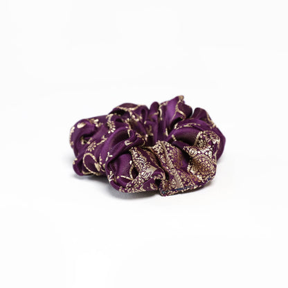 Purple with Gold Motifs Scrunchie