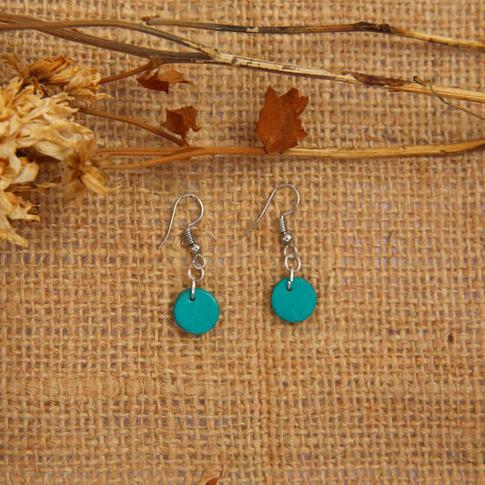 Teal Sphere Terracotta Earrings