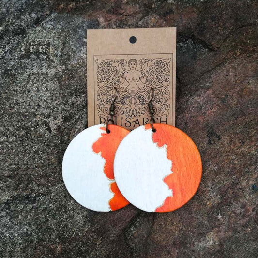 Red Moon Wooden Earrings