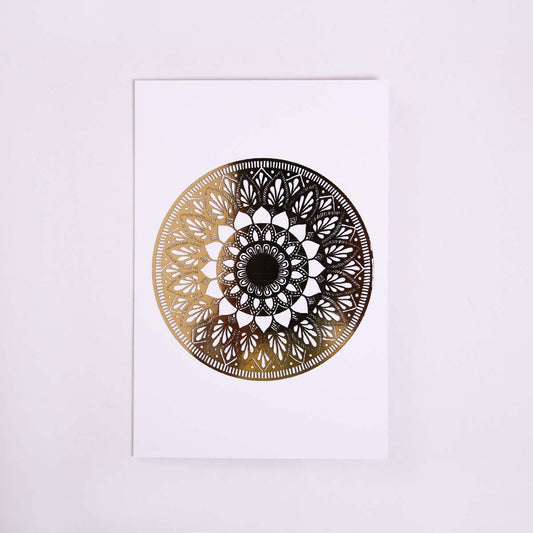 Gold Foil Lazy Daisy Mandala Card