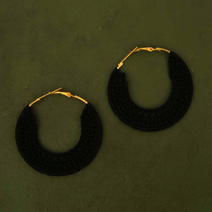 Ebony Crochet Hoop Earrings