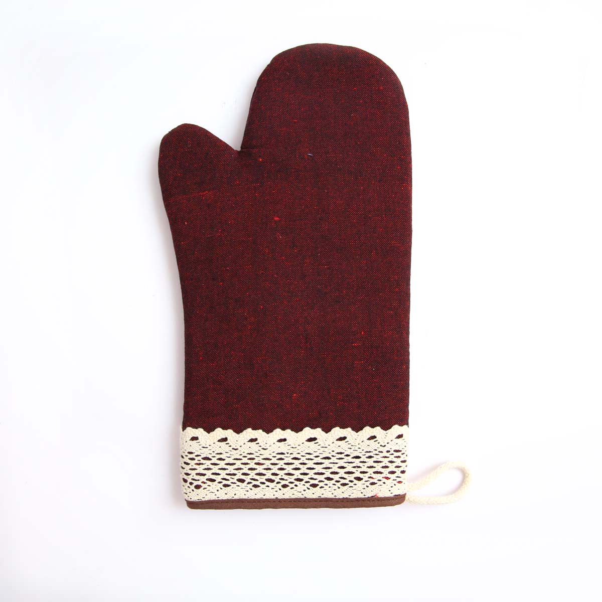 Maroon Handloom Oven Mitt