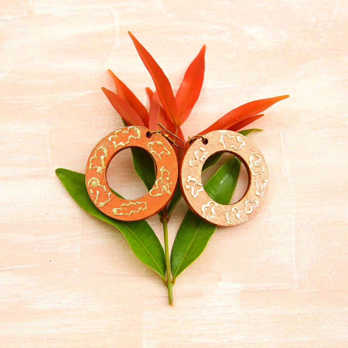 Copper & Gold Wooden Earrings
