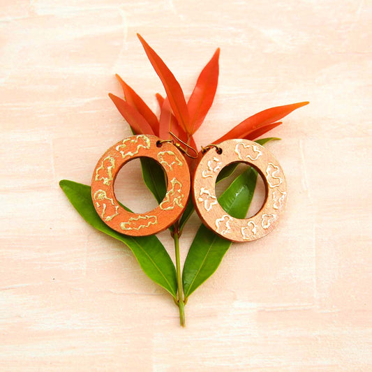Copper & Gold Wooden Earrings
