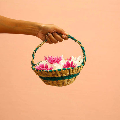 Green Reed Flower Basket