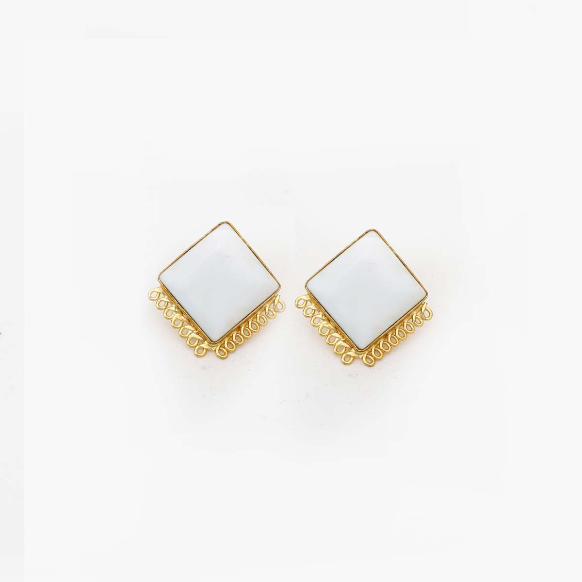 Pearl White Agate Earrings