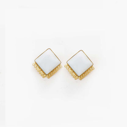 Pearl White Agate Earrings