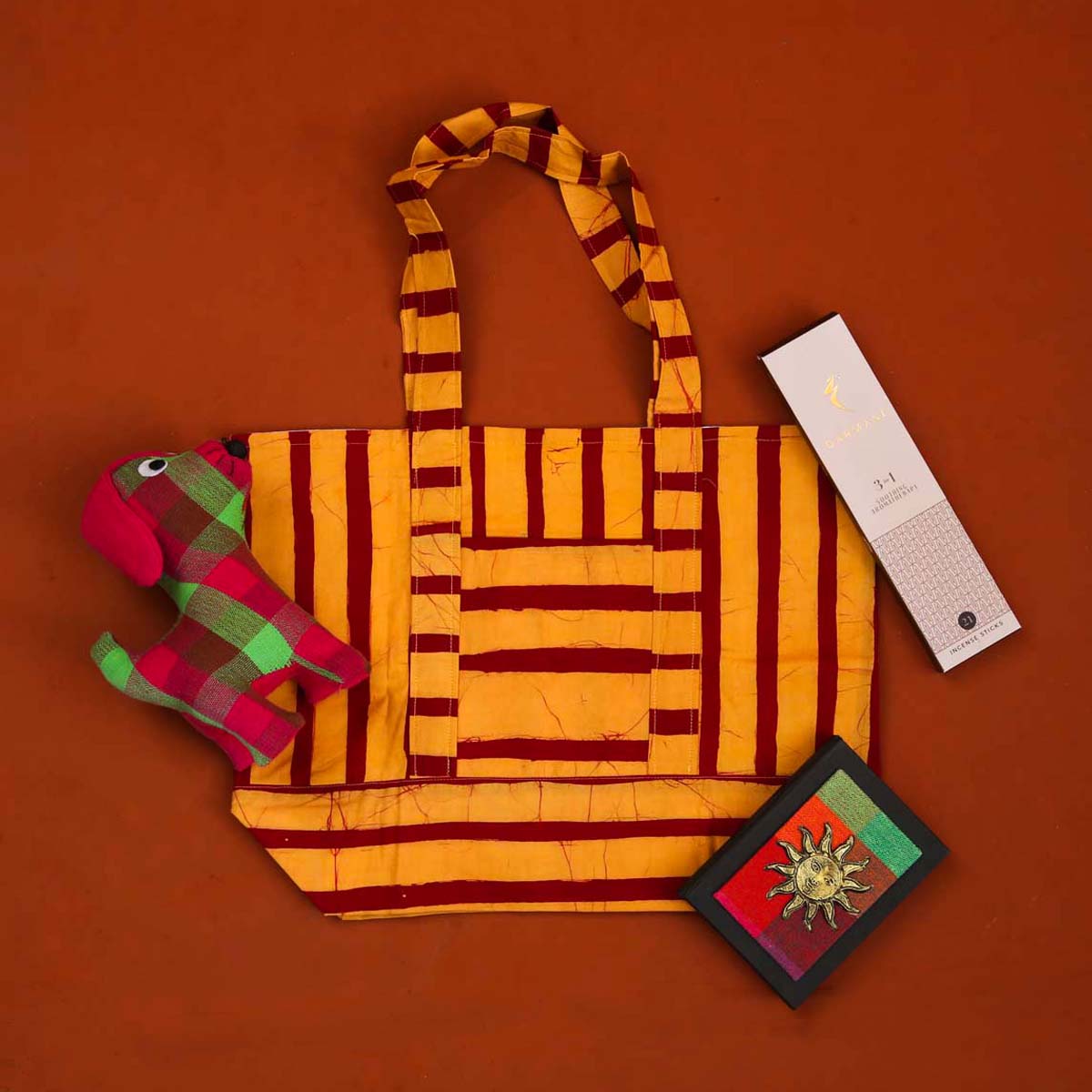 Red Stripes Batik Tote