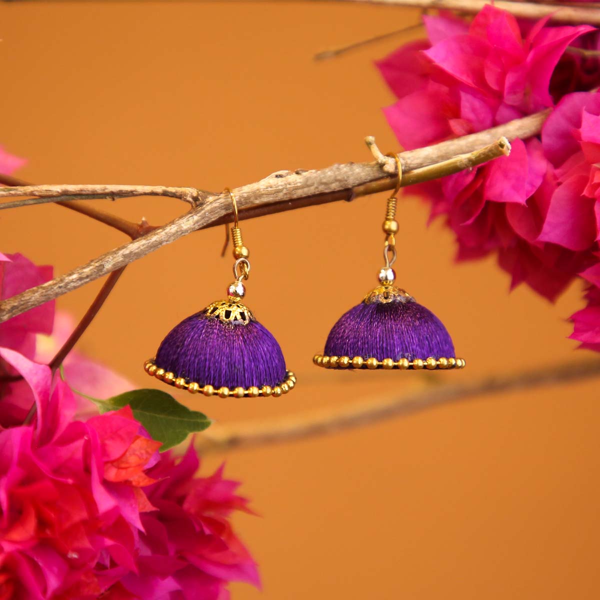 Lavender Jhumka Earrings