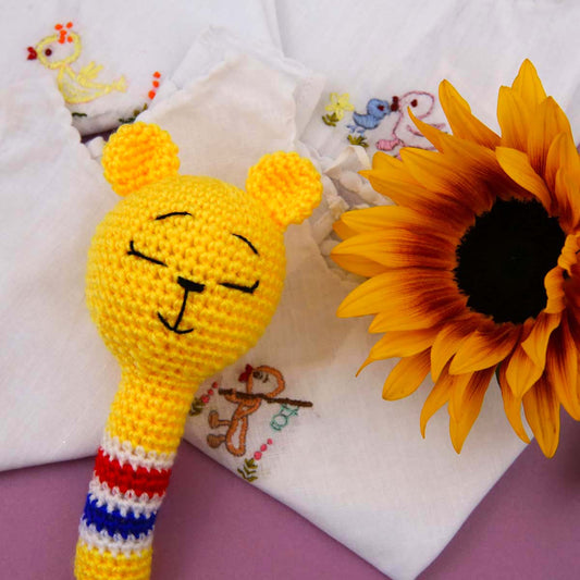 Baby Dress & Crochet Rattle Set