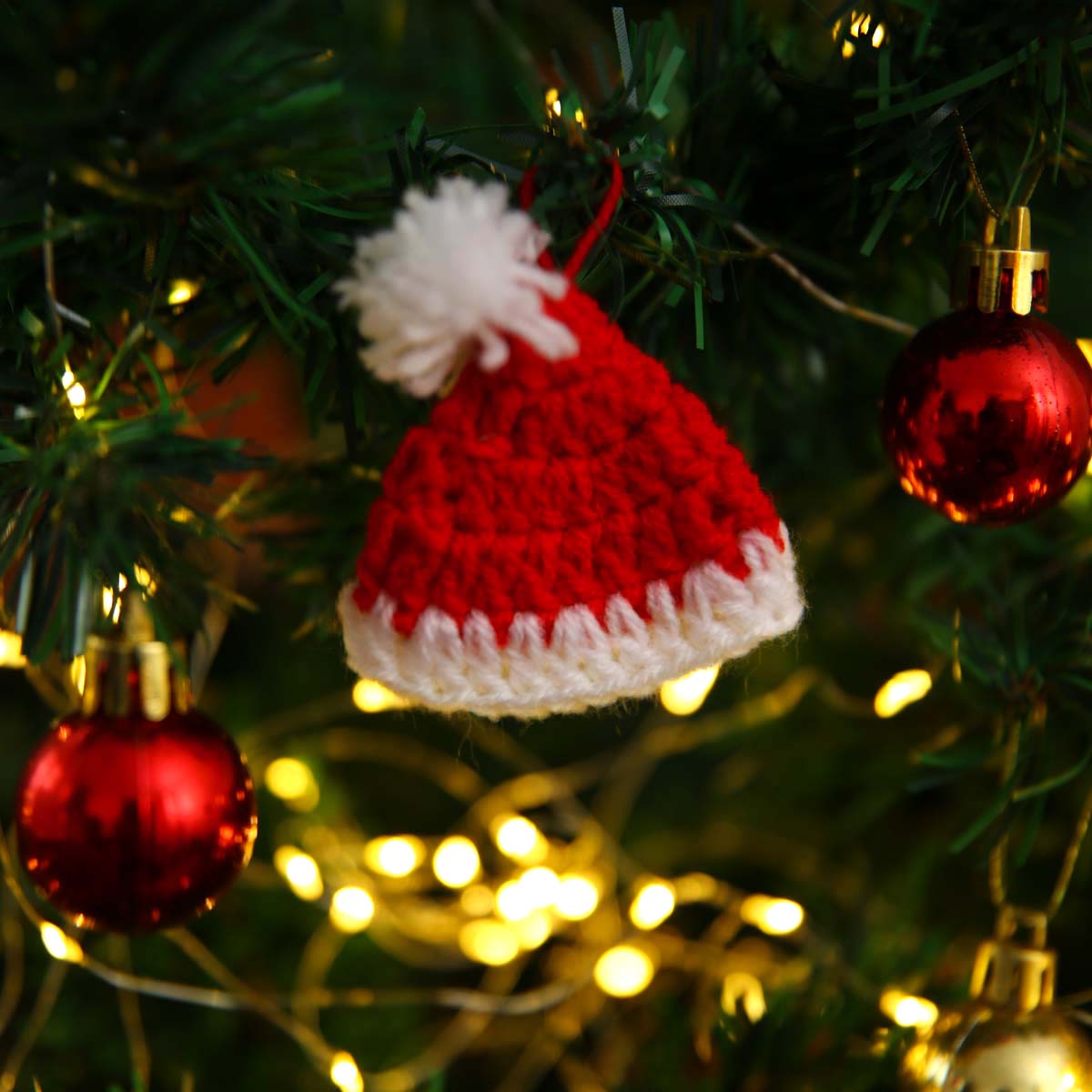 Santa's Hat Wool Ornament
