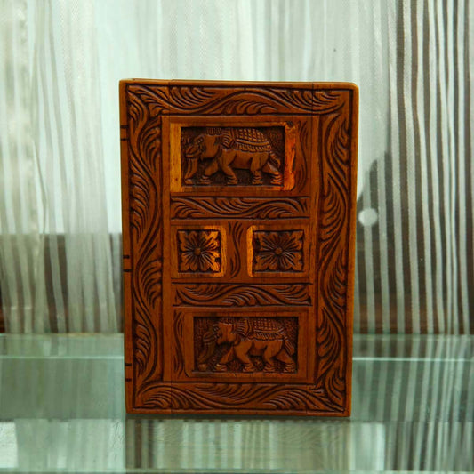 Elephant &amp; Nelum Wooden Decorative Box