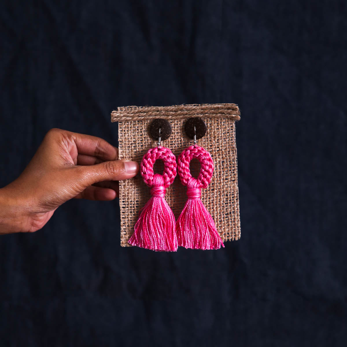 Pastel Pink Macrame Earrings