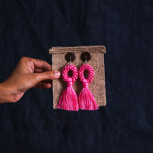 Pastel Pink Macrame Earrings
