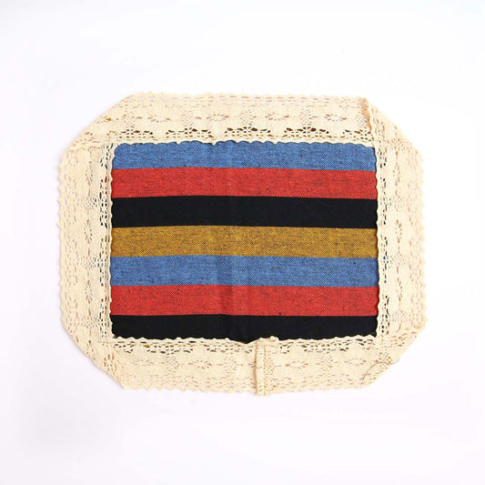 Blue Striped Handloom & Lace Place Mat