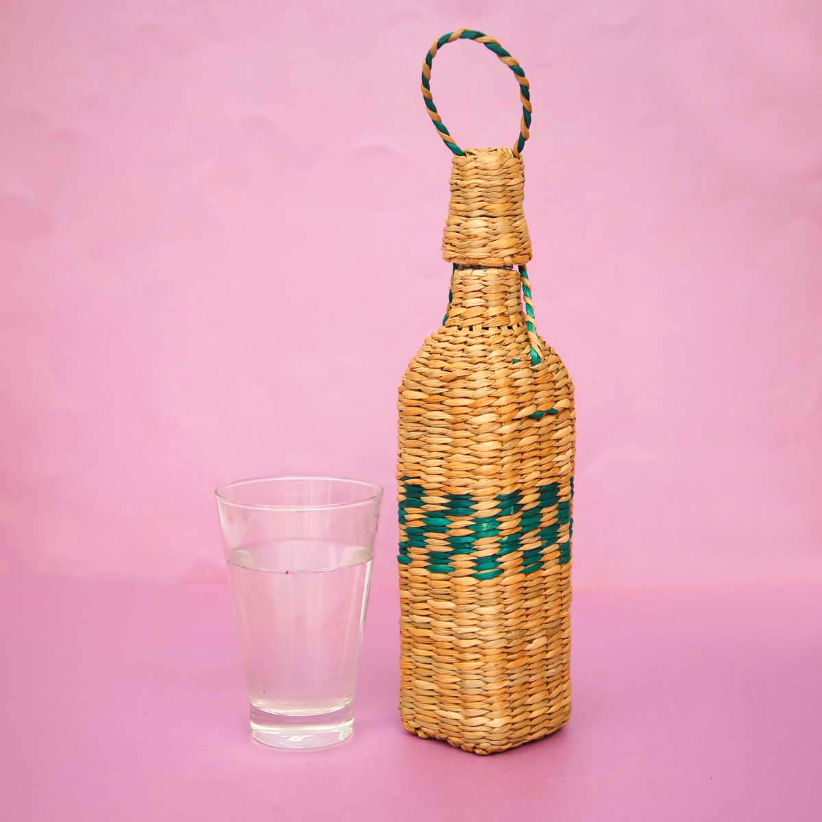Turq Reed Bottle Holder &amp; Glass Bottle