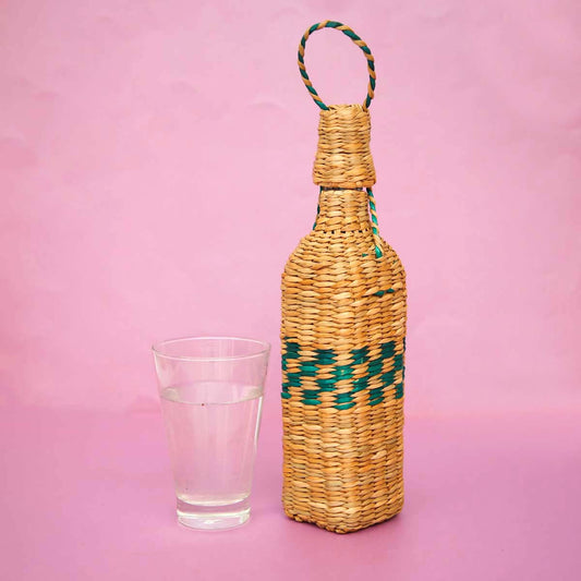 Turq Reed Bottle Holder &amp; Glass Bottle
