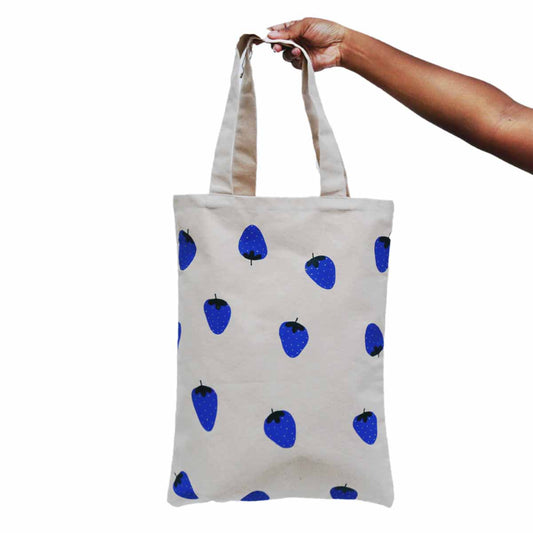 Blue Strawberries Tote Bag