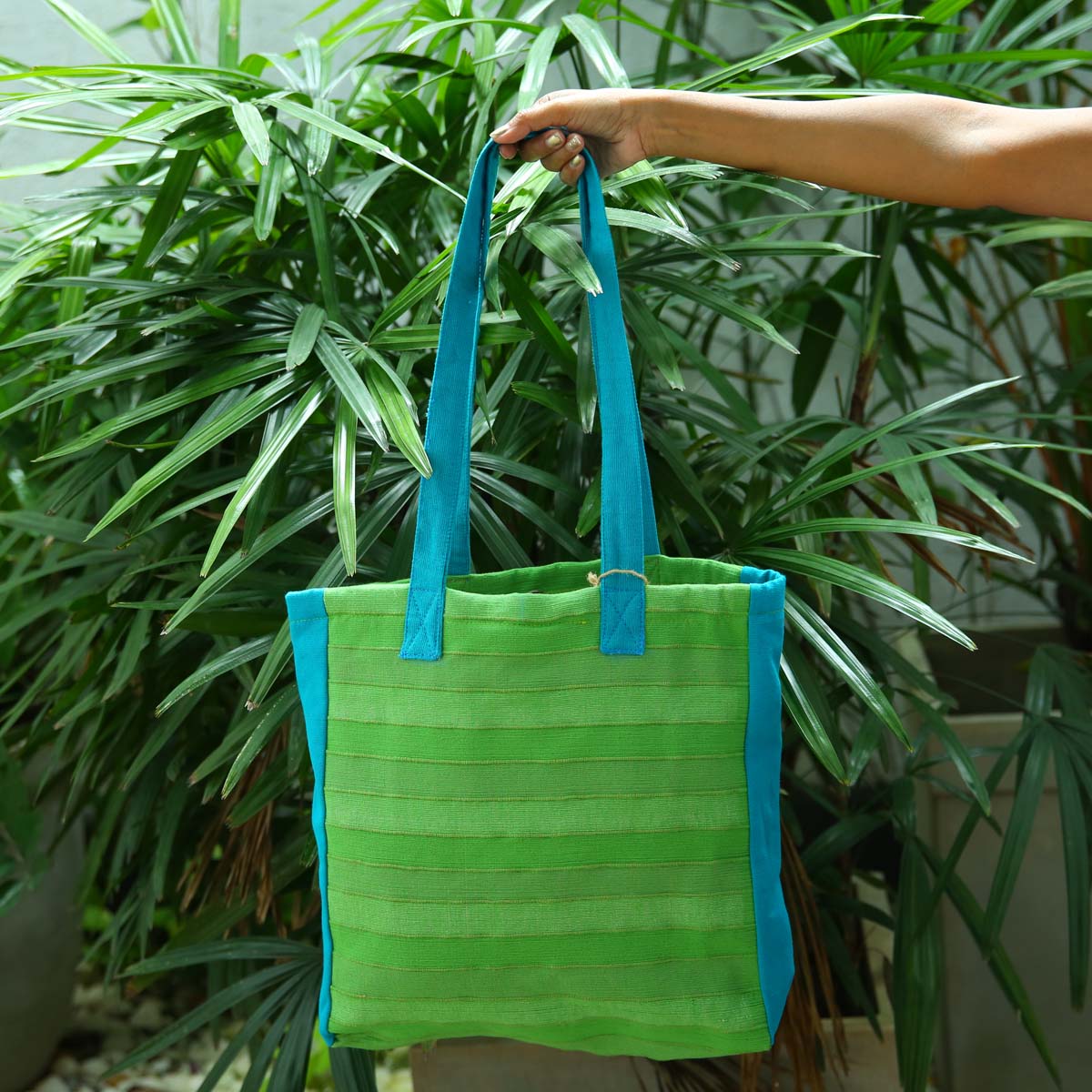Turquoise &amp; Lime green Handi Tote
