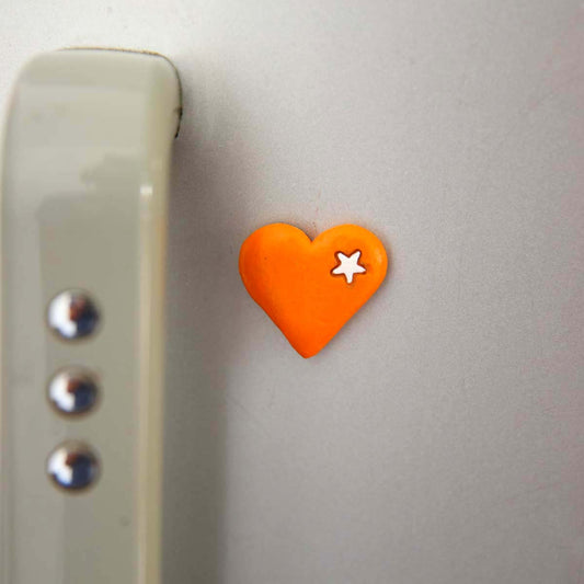 Orange Heart Fridge Magnet