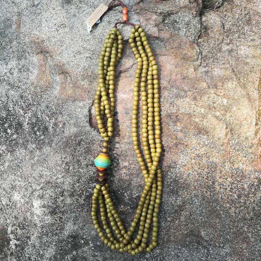 Coconut Shell & Paper Necklace