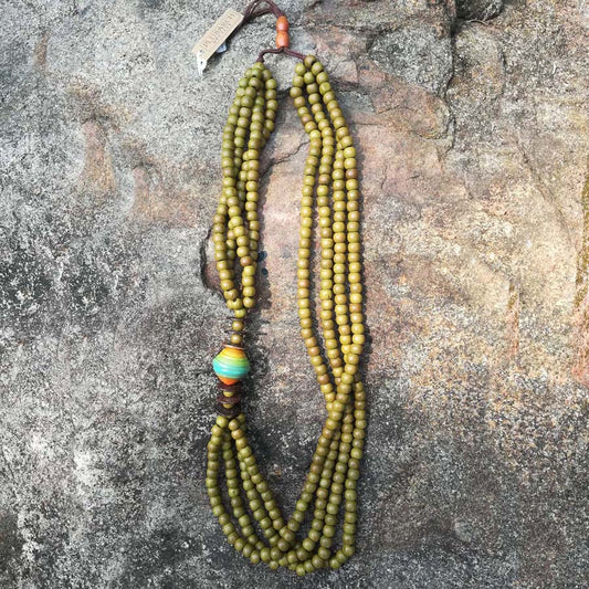 Coconut Shell & Paper Necklace