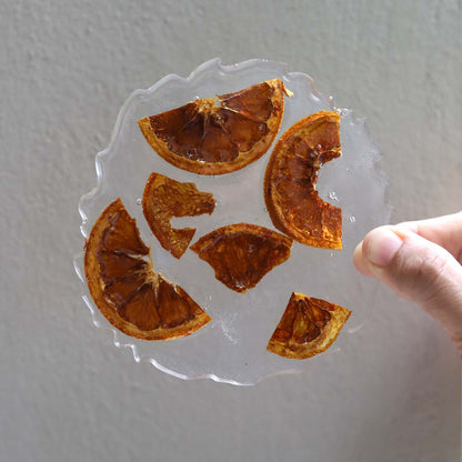 Orange Burst Resin Coaster Set