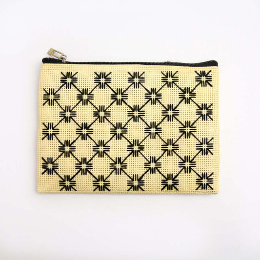 Cream Cross Stitch Purse