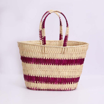 Magenta Stripe Palmyra Shopping Basket