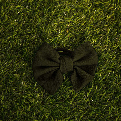 Olive Poofy Hair Tie Bow