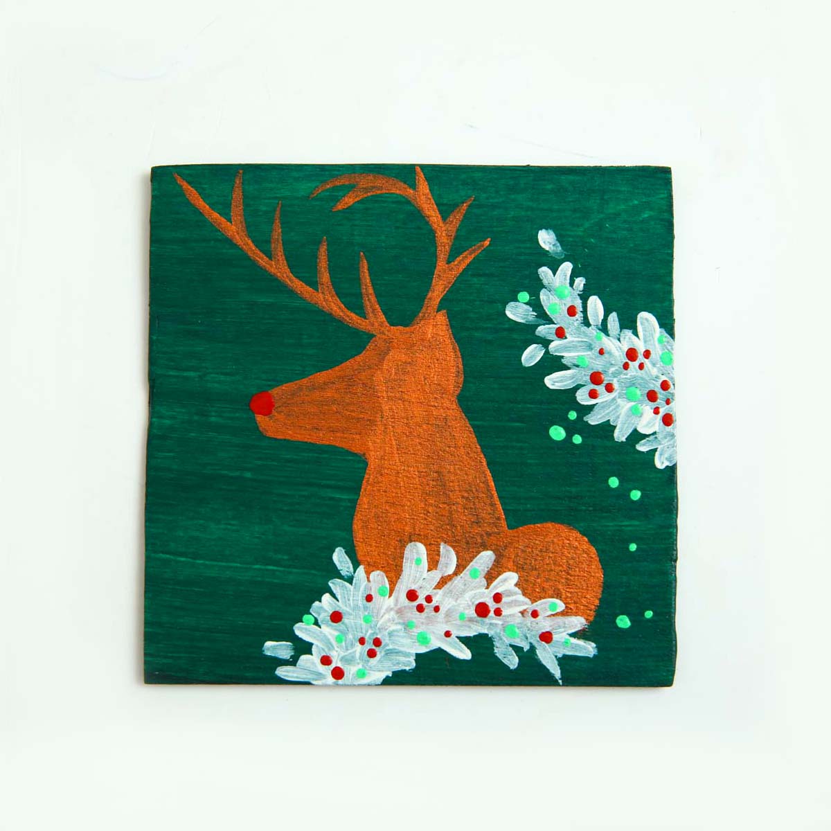 Artisnal Wooden Christmas Coaster Set