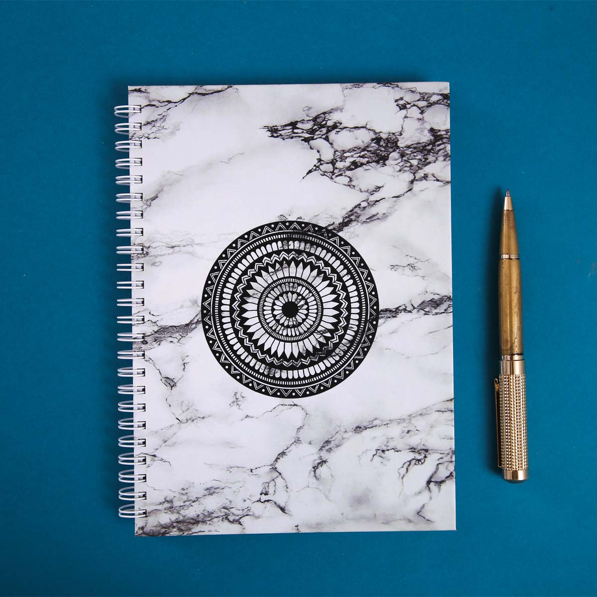 Black &amp; White Marble Lola Notebook