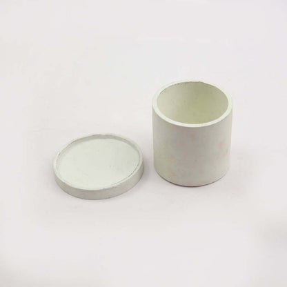 White Cylinder Planter With Coaster
