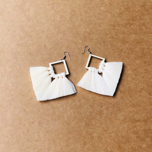 Wooden Lily Tassel Earrings