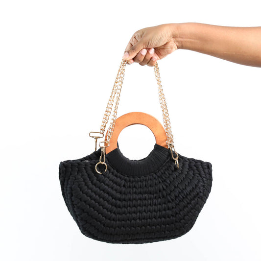 Black Crotchet Bag with Chain