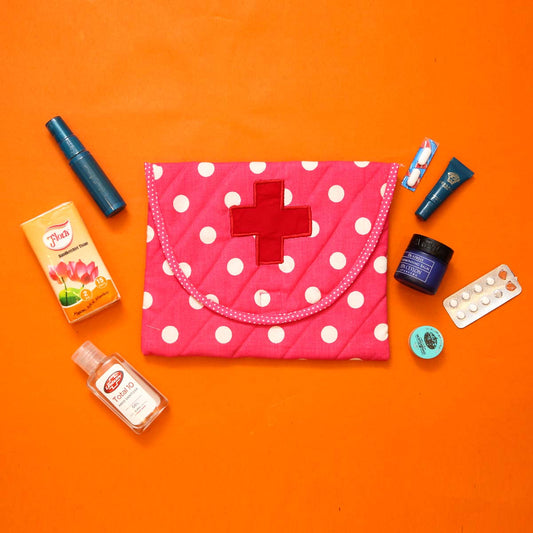 Magenta Polka Medical Pouch