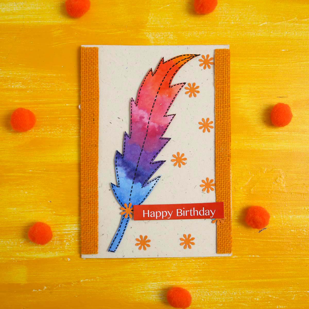 Feathered Happy Birthday Card