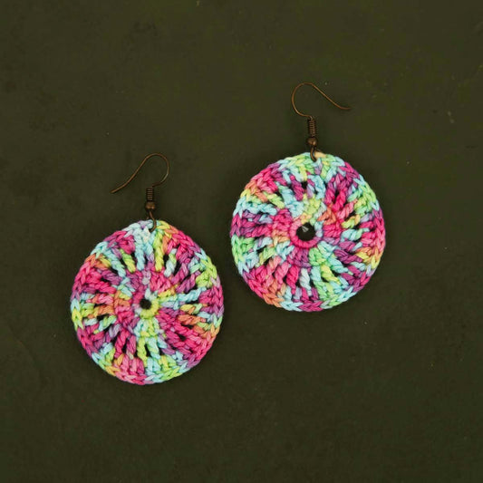 Pin Wheel Crochet Earrings