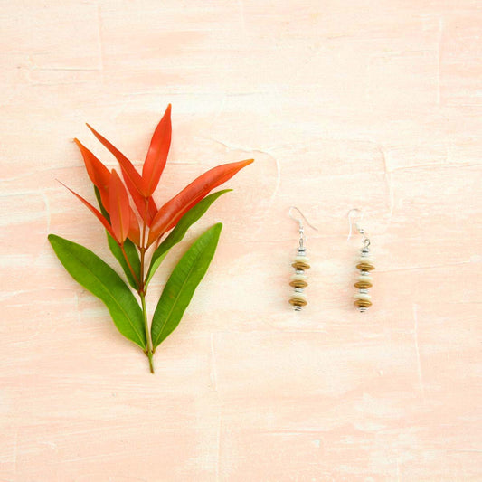 Bronze & White Earrings