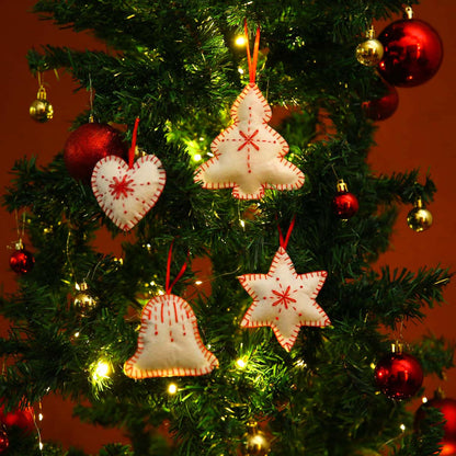 White Felt Ornament Set