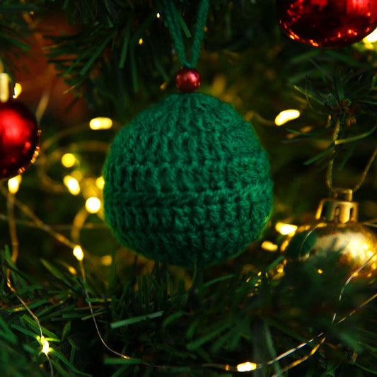 Mistletoe Green Orb Wool Ornament