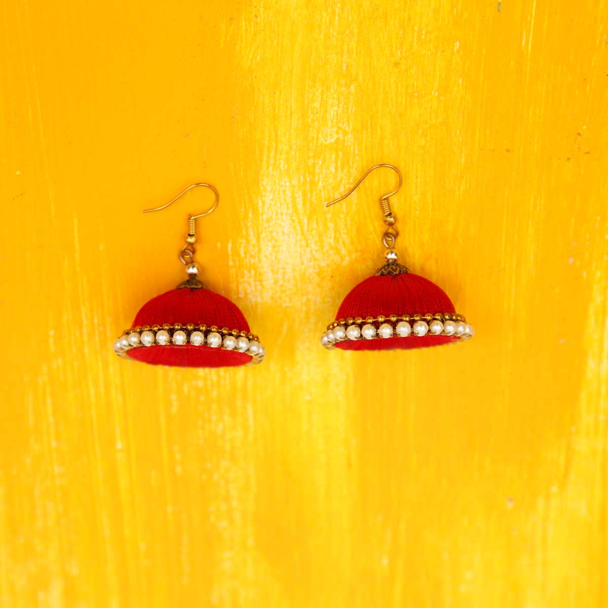 Crimson Jhumka Earrings